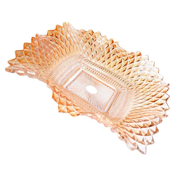 Indiana Glass Company Diamond Point Square Iridescent Marigold Carnival Glass Di - Picture 5 of 7